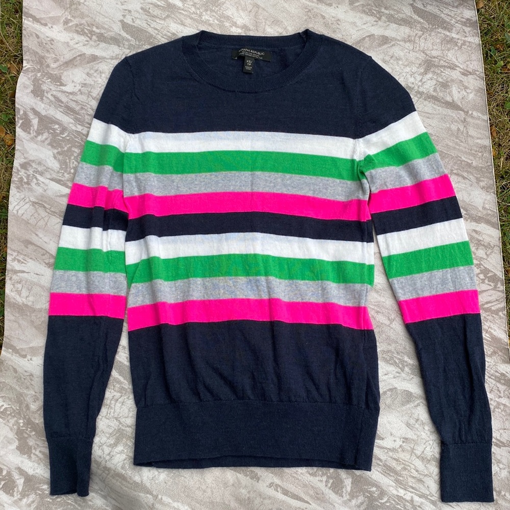 Banana Republic Extra Fine Merino Wool Striped Sweater